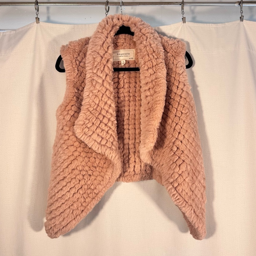 Bagatelle Heritage Blush Pink Plush Faux Fur Vest